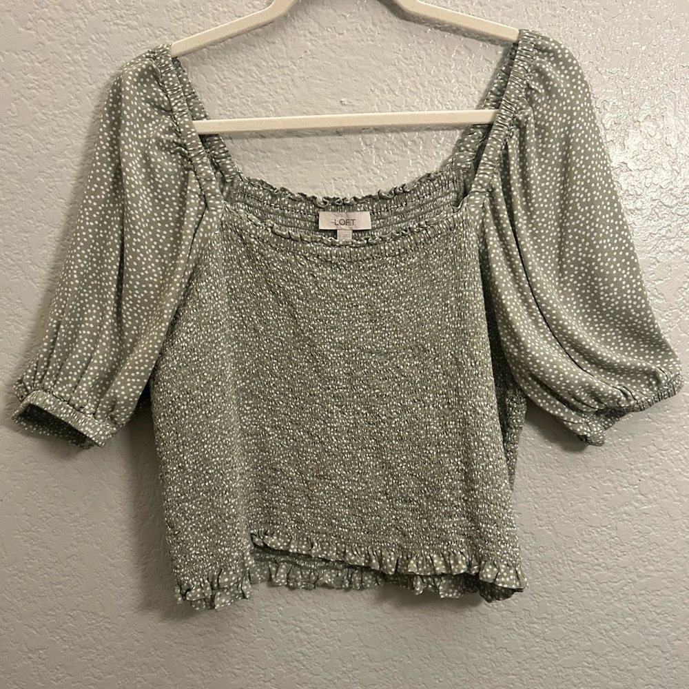 Loft Sage Polka Dot Women's Top